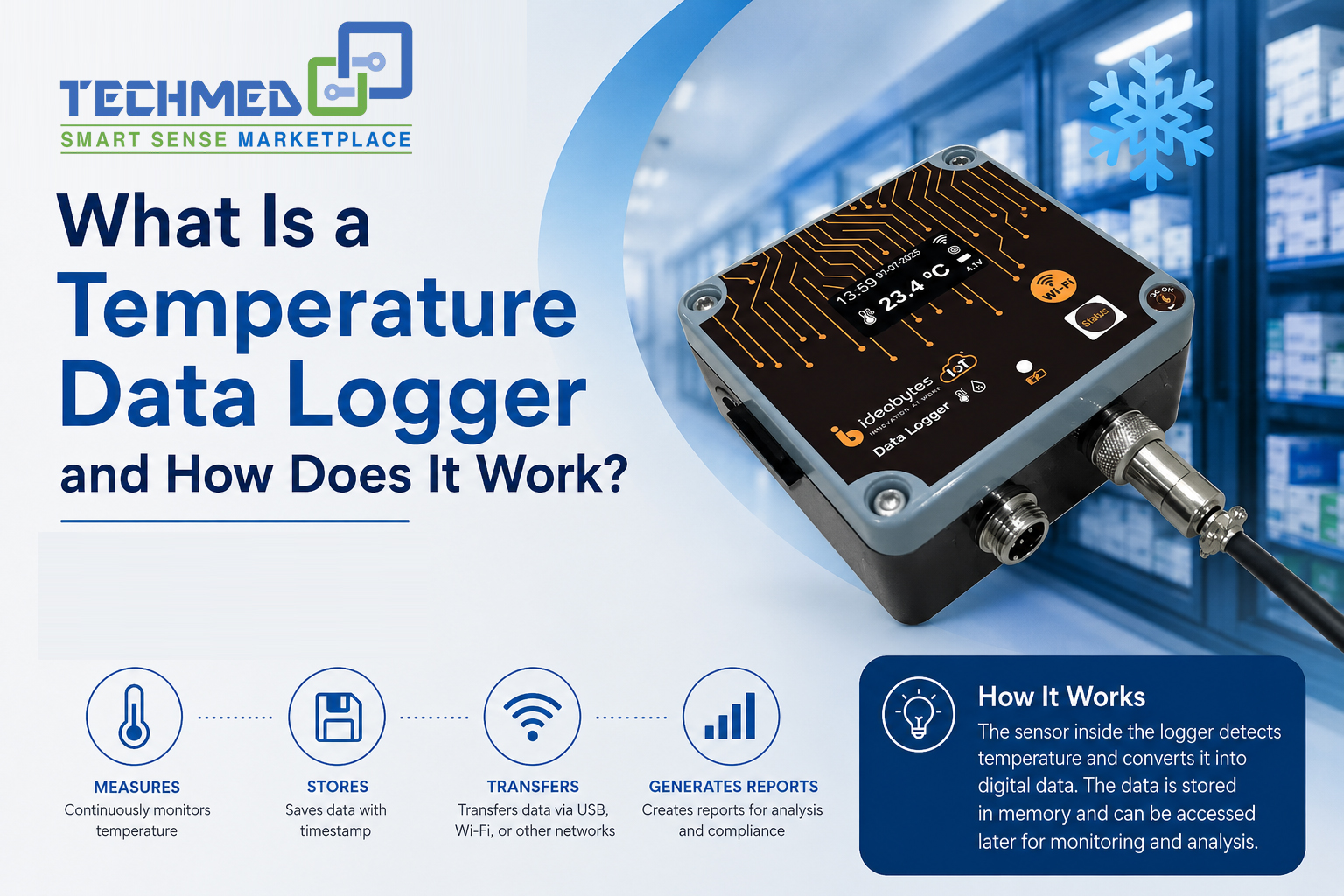 Temperature data logger for monitoring and recording temperature